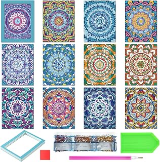 Saillong 24PCS Mini Diamond Painting Kits - Mandala Art Set for Beginners, Quick 1-Hour Crafts, Home Decor 5.12x3.94in