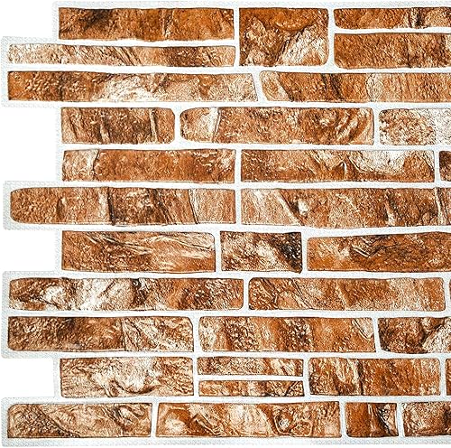 Dundee Deco Panel de pared 3D de PVC de pizarra sintética marrón claro, 3.3 pies x 1.6 pies (40.2 in x 19.7 in), decoración de paneles de pared de