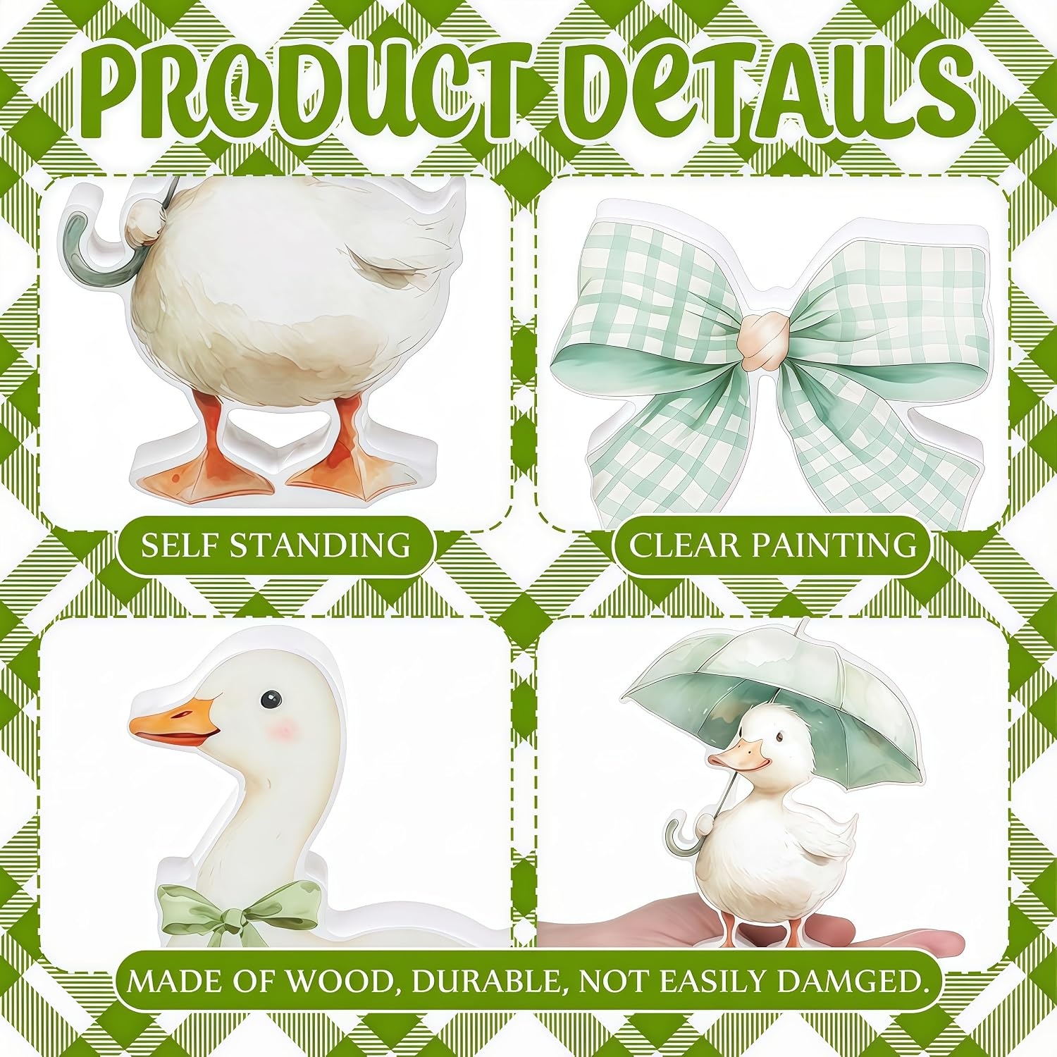 Youyole 3 Pcs Silly Goose Baby Shower Table Centerpiece One Silly Goose Wood Green Gender Reveal Decor Funny Gifts with Bow Birthday Party Favor Desk Tiered Tray Decor for Boy Girl 5.9/5.5/3.9"