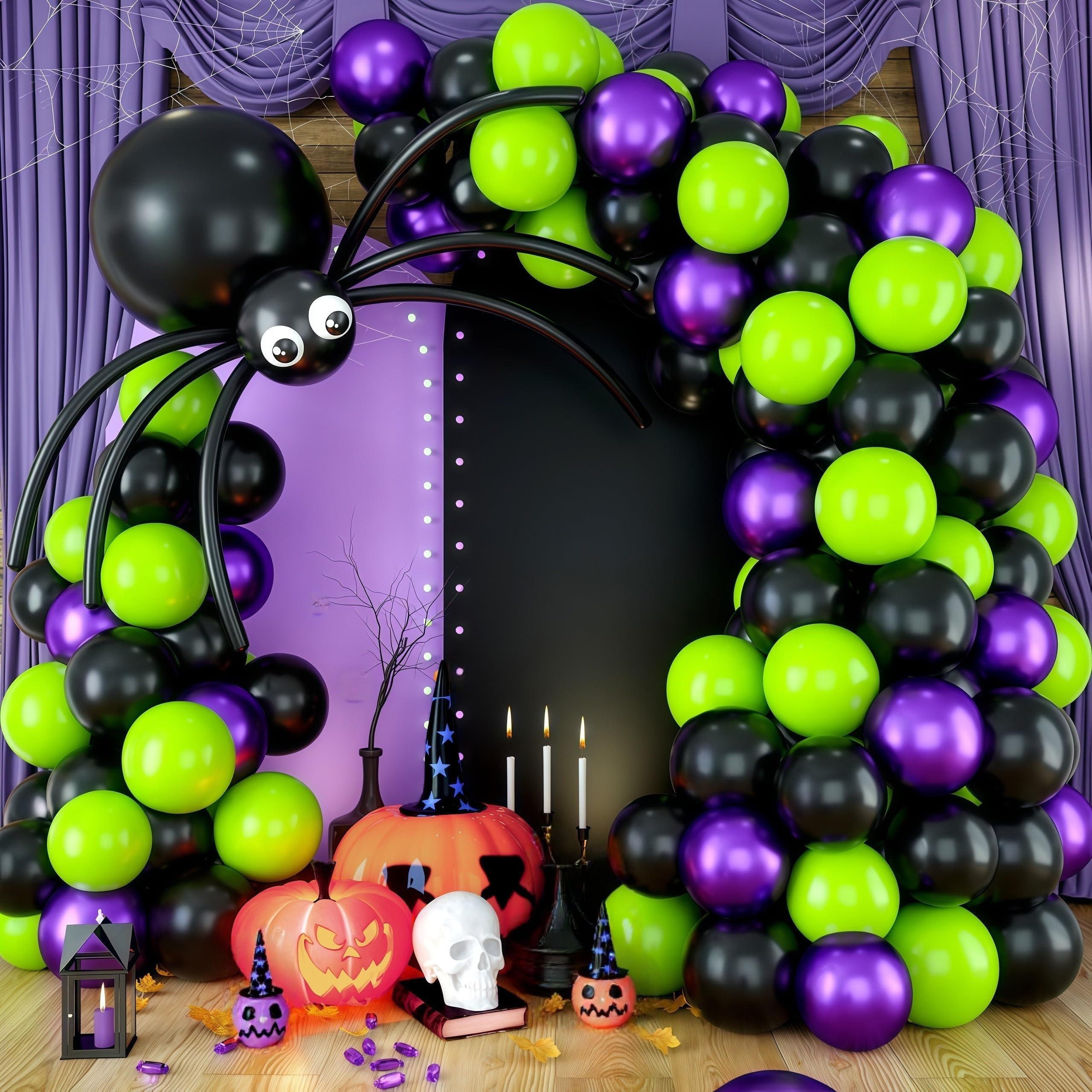Halloween Balloons Arch Garland Kit-black purple green 88pc