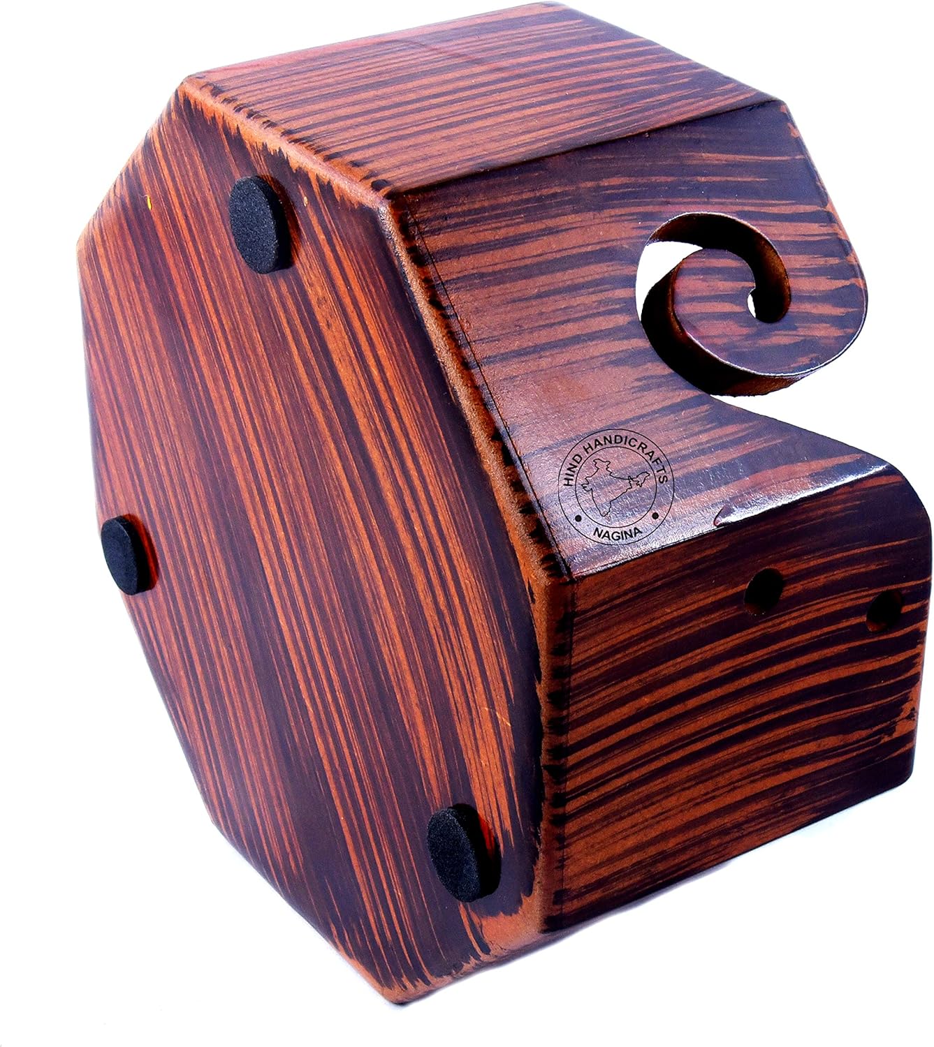 Hind Handicrafts Premium Solid Dark Handmade Crafted Wooden Portable Antique Yarn Storage Bowl Tray - Holder for Knitting Crochet Hook Accessories (Teak Brown - 2, 6" x 6" x 3")