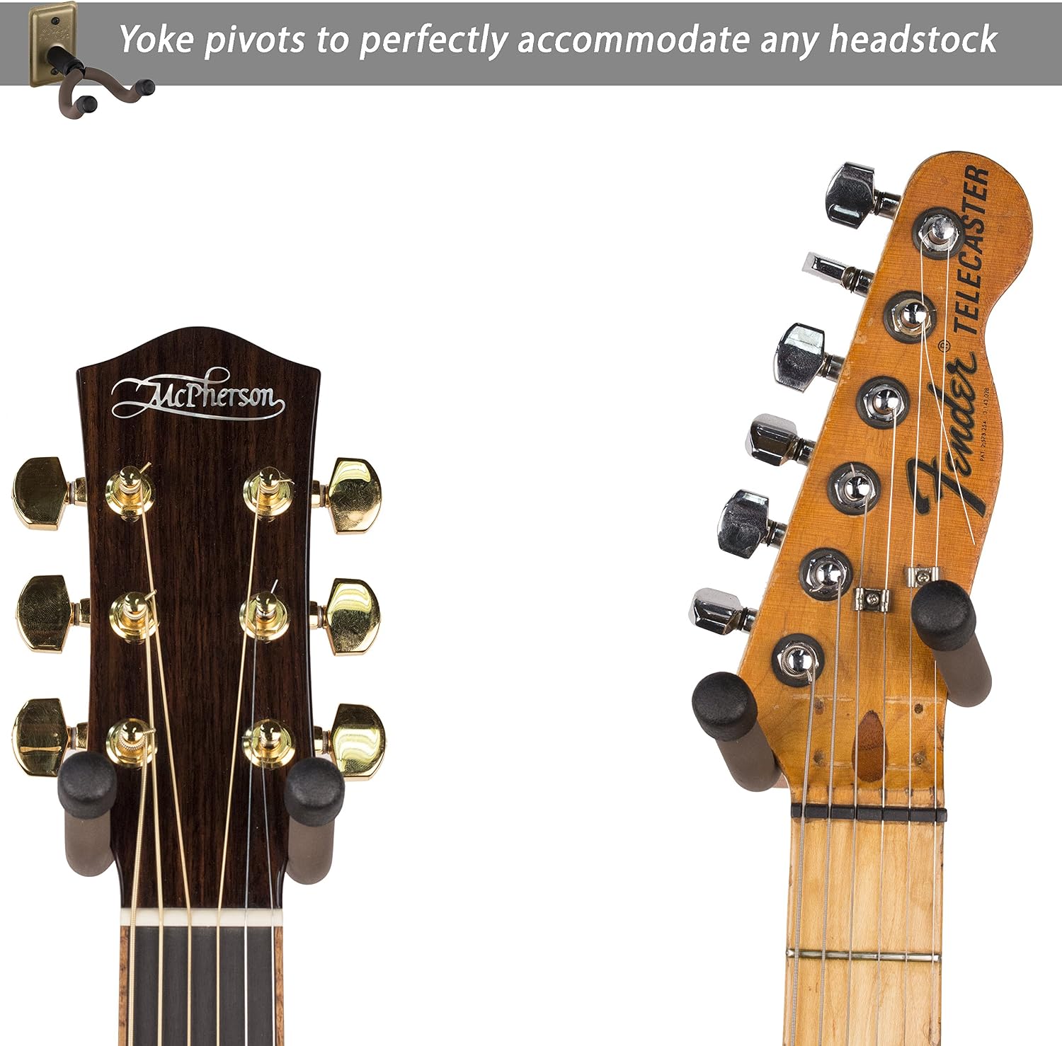 String Swing Guitar Hanger - Holder for Electric Acoustic and Bass Guitars - Stand Accessories Home or Studio Wall - Musical Instruments Safe Without Hard Cases – Matte Gold MGCC11K …