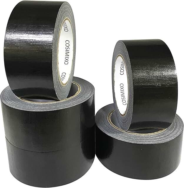 COSIMIXO Black Heavy Duty Duct Tape, 2" x 30 yd, 5-Pack