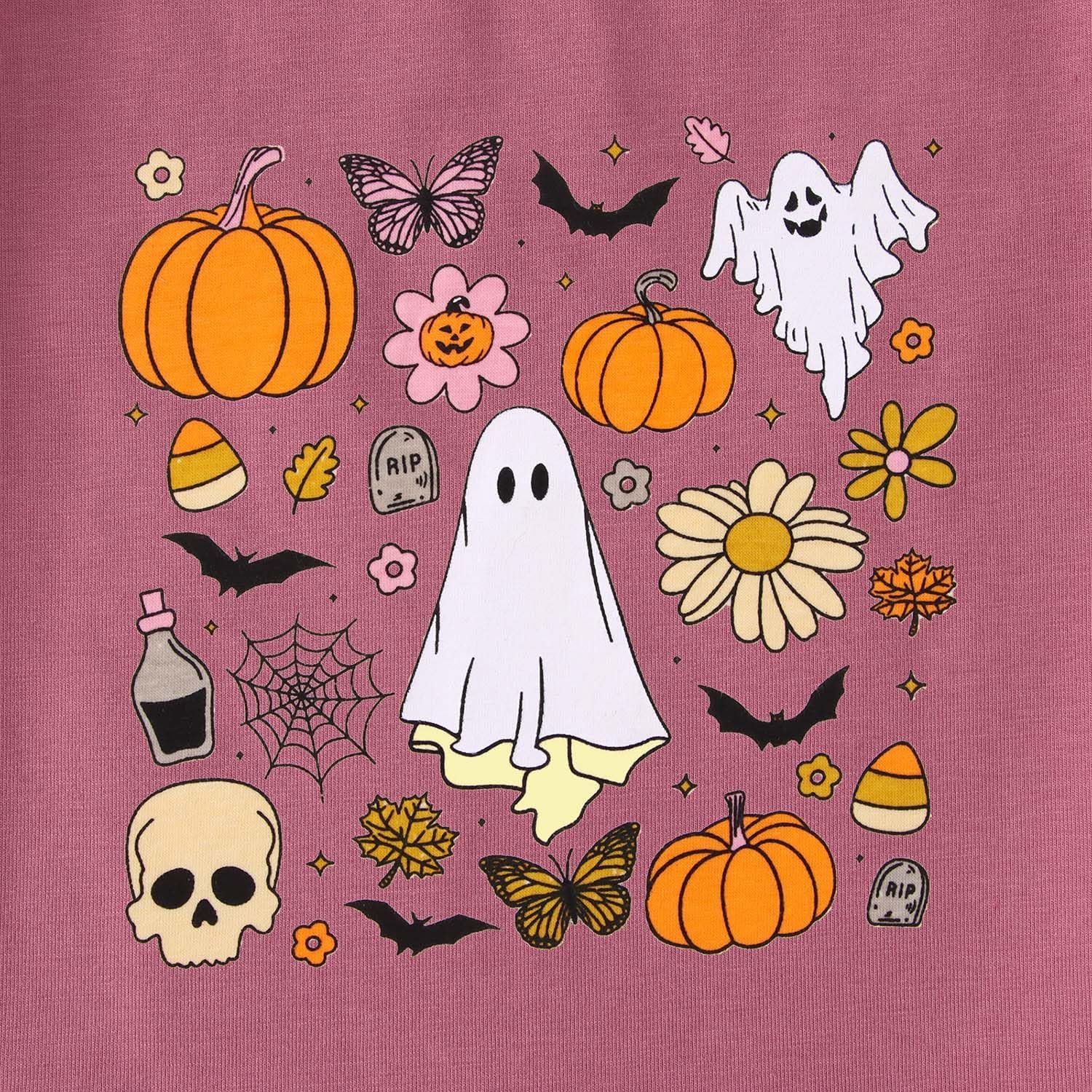 SOFEON Toddler Baby Girls Halloween T-Shirt Ghost Pumpkin Graphic Shirt Kids Cute Funny Spooky Season Short Sleeve Tees Top