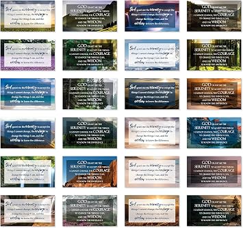 JBH Creations Serenity Prayer Cards - Pack of 48 24 Unique Nature Designs, 2 of Each