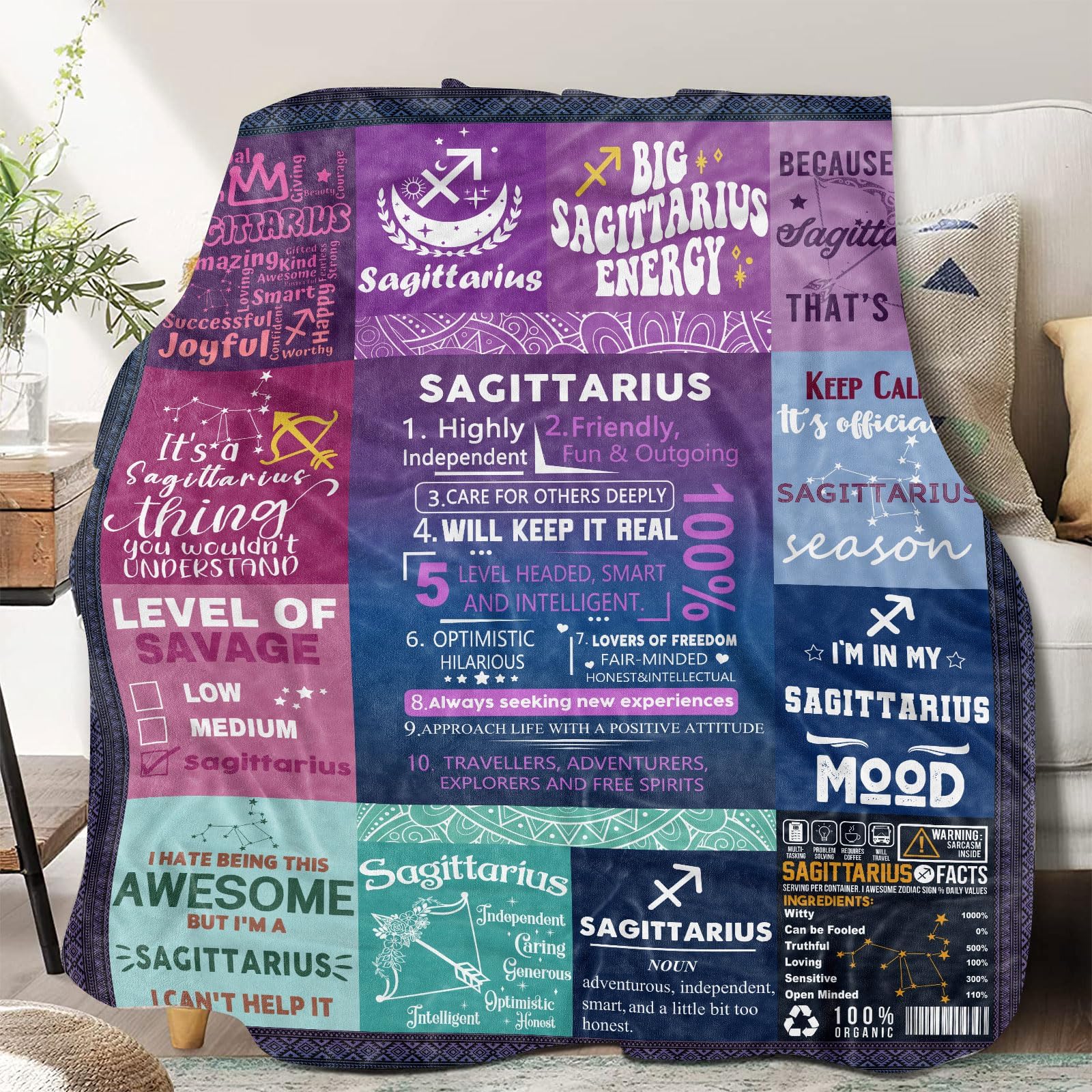 Sagittarius Gifts for Women, Sagittarius Throw Blanket,Sagittarius Zodiac Gifts for Women, Sagittarius Astrology Throw Blanket Birthday Sagittarius Gifts for Women Men 60"X 50"