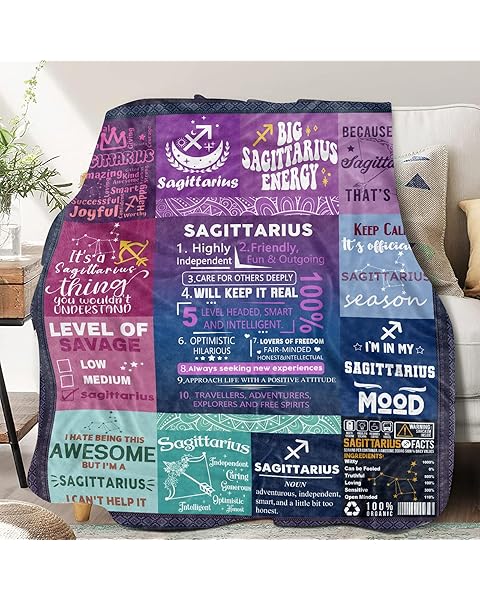 Sagittarius Gifts for Women, Sagittarius Throw Blanket,Sagittarius Zodiac Gifts for Women, Sagittarius Astrology Throw Blanket Birthday Sagittarius Gifts for Women Men 60