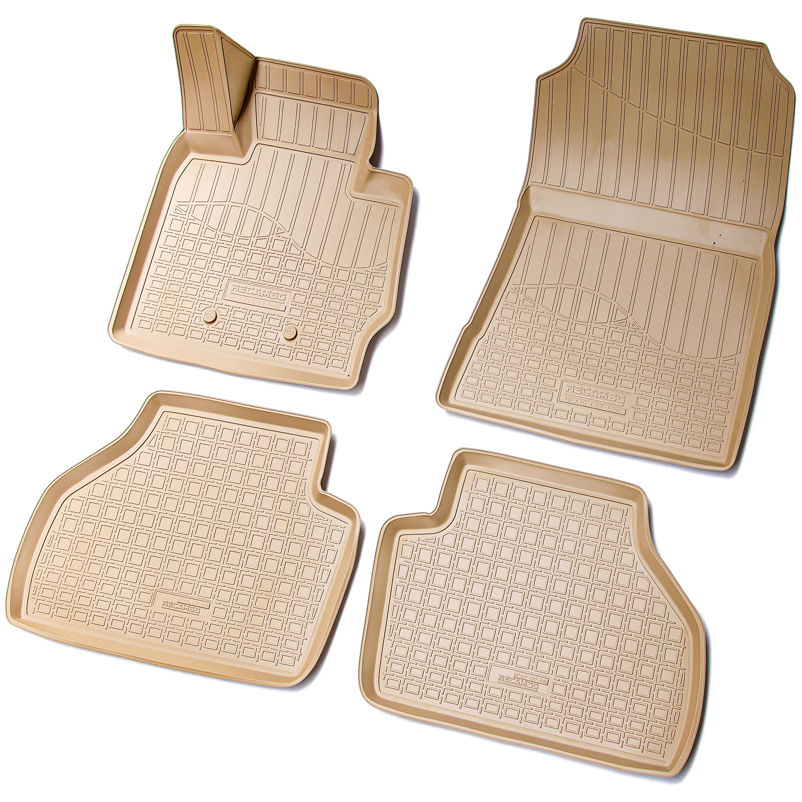 Recambo Tappetini in gomma 3D compatibili con BMW X4 F26 | anno di costruzione 2014 2018 | Tappetini in gomma | su misura | con bordo | beige