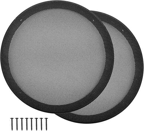 Miniatura 8 de Cubiertas para parrilla de altavoz de 6 pulgadas, protector de subwoofer para automóvil, marco de plástico ABS con malla metálica, color negro, 2
