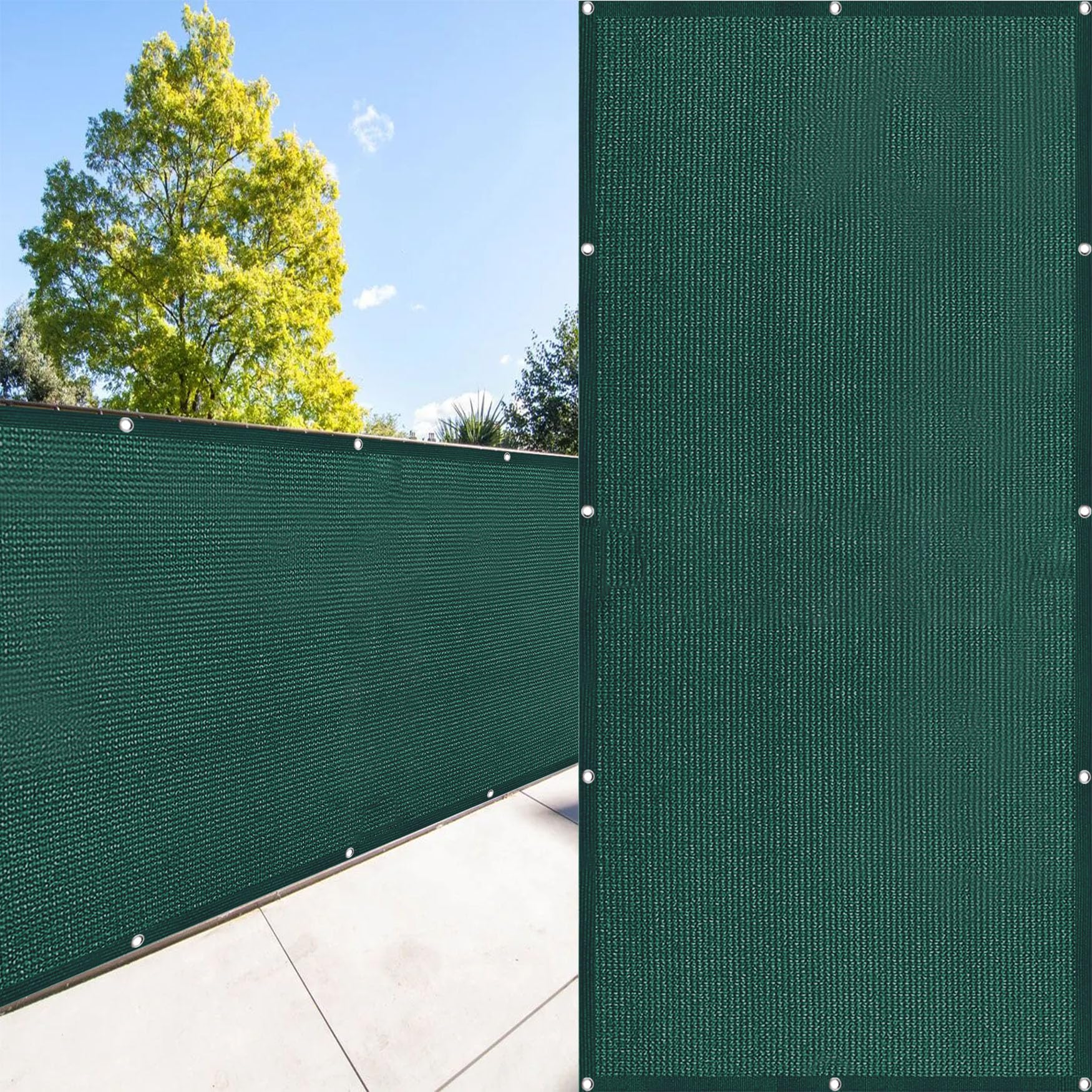 Telo Balcone Ringhiera 95 x 650 cm Protezione Privacy, Anti-Uv, Resistente Al Vento Recinzione Copertura Facile da Montare per Recinzione, Giardino, Ringhiera, Verde