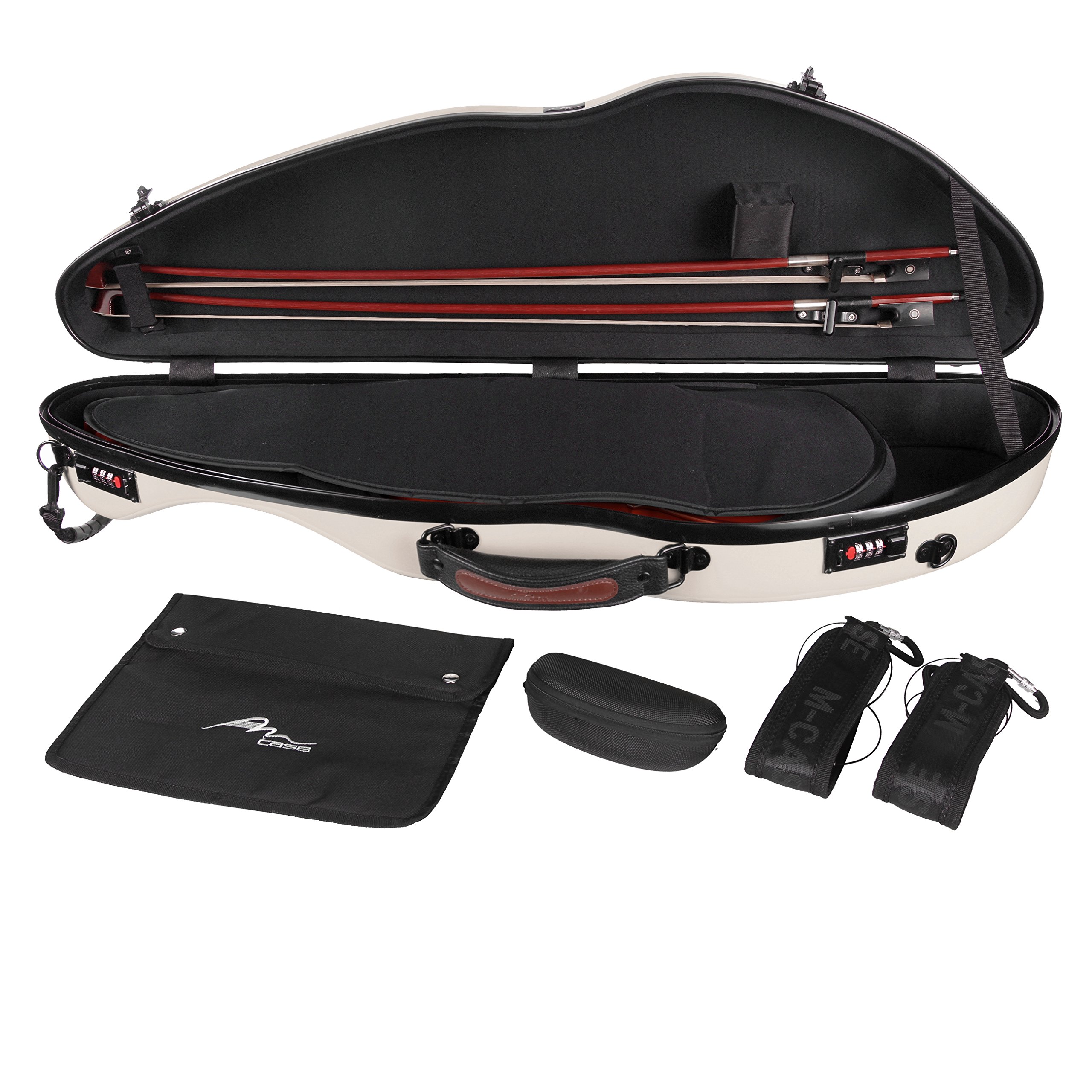 Geigenkoffer Fiberglass 4/4 Safe Flight perle M-case + Musiktasche