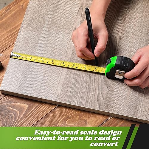 Miniatura 4 de Yunsailing Paquete de 15 cintas métricas retráctiles a granel de 16 pies, medidas pequeñas, fáciles de leer con fracciones de medición de 18 (verde)