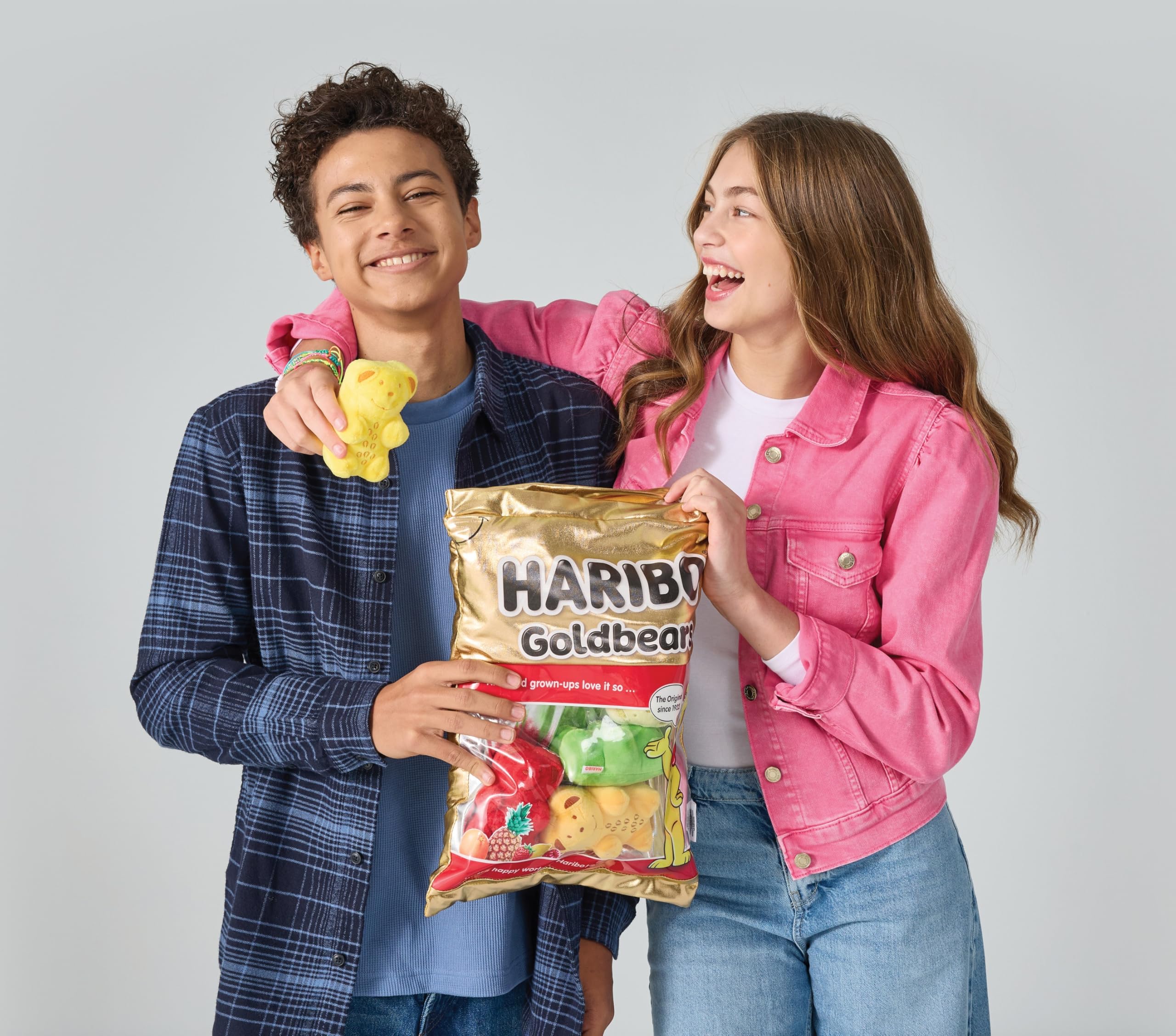 iscream Haribo Goldbears Gummibärchen Paket 43,2 x 29,2 cm Kissen-Set mit Mini-Süßigkeitenkissen