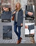 Outdoor Ventures Softshell Veste avec capuche amovible à manches doublées brise-vent Isolée longue veste de pluie chaude pour femme
