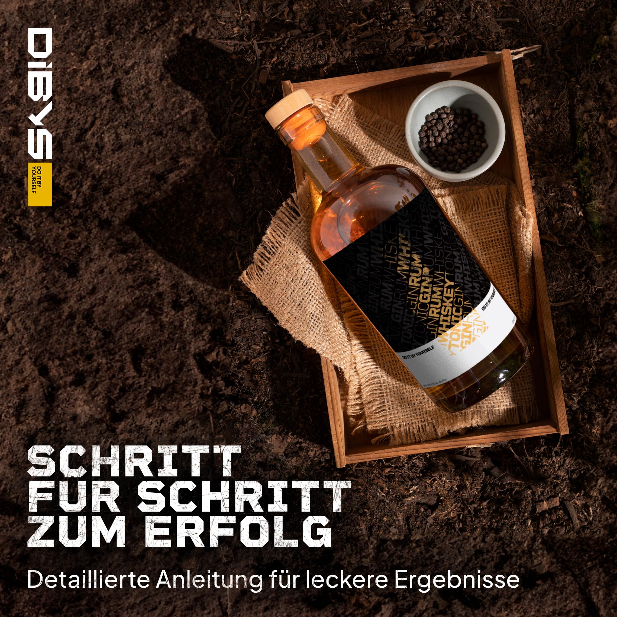 DIBYS Rum-Selber-Machen-Set inkl. 12 natürlichen Botanicals & Zubehör - Rum-Probier-Set als schönes Geschenk für Liebhaber - DIY-Baukasten mit 4 Rezepten