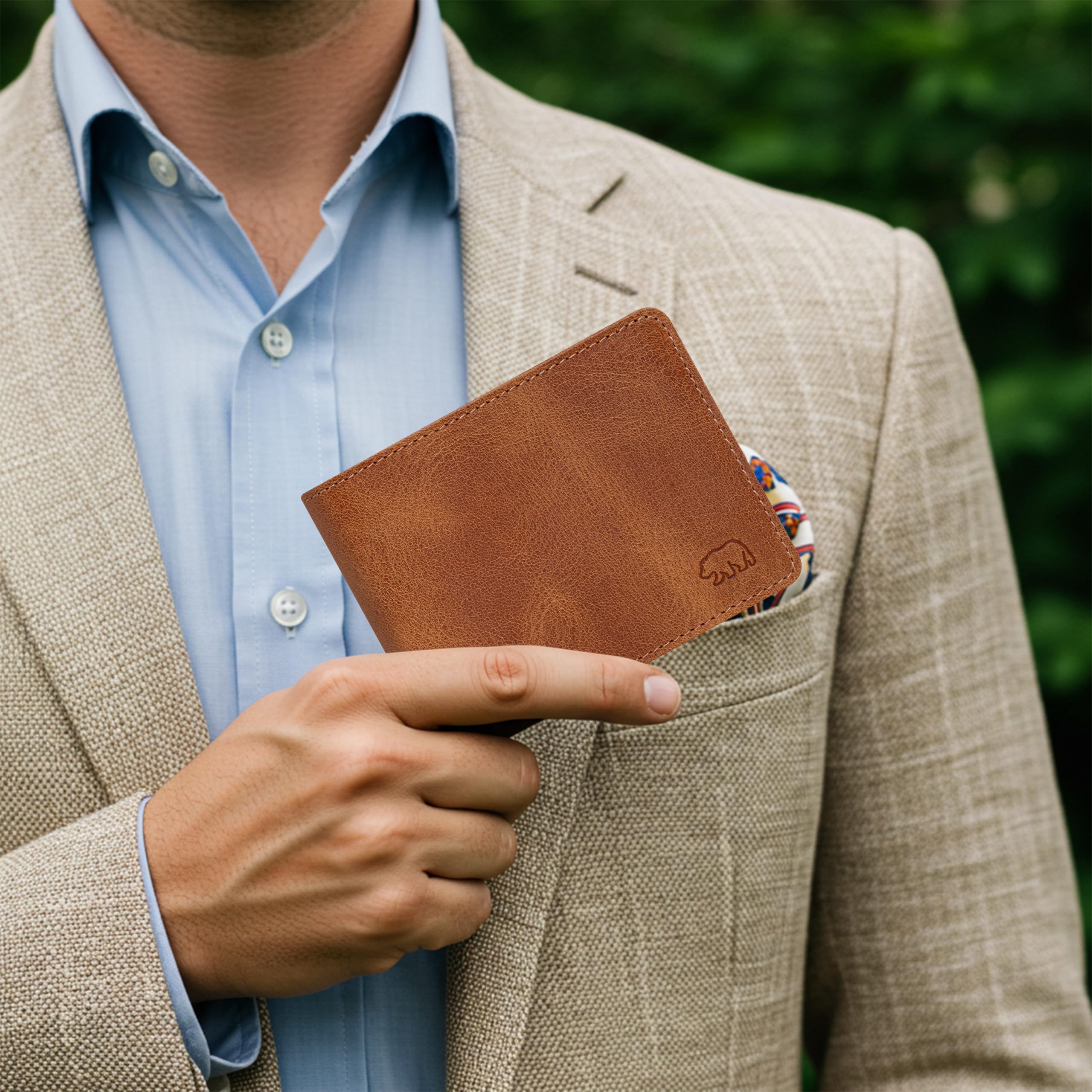 BROWN BEAR Geldbörse Herren Leder mit Münzfach & RFID-Schutz Braun Cognac | Echtleder Portemonnaie groß – Männer Geldbeutel Rindsleder - Business Design BB 8005-D