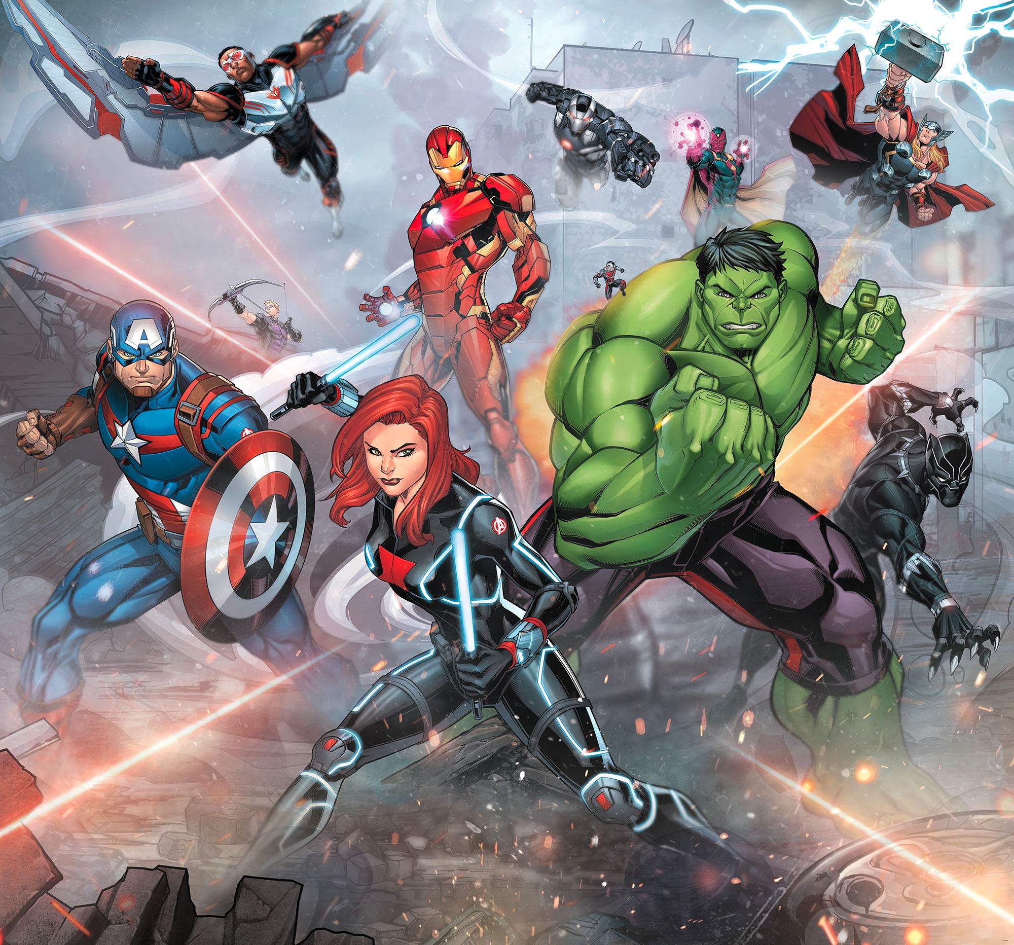 Komar Vlies Fototapete - Avengers Street Revenge - Größe: 300 x 280 cm (Breite x Höhe) - Kinderzimmer, Tapete - IADX6-074