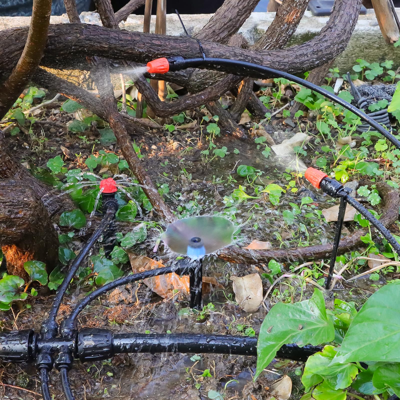 Kalolary Drip Irrigation Kit, Sistema di Irrigazione Rapido - Sistema Automatico con Connettori Push-to-Fit, Tubi da Irrigazione per Prato, Giardino, Serra e Fiori (Tubo da 1/2'' 1/4'')