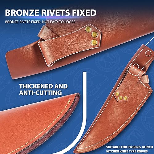 Miniatura 4 de XYJ Funda de cuero para cuchillo de deshuesado de 10 pulgadas, protectores de filo, protector de cuchilla, cubierta de cuchillos de chef con