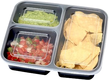 Simple Houseware 16 Pack 36-oz 3-Compartment Meal Prep Container, BPA-Free | Reusable BPA-Free Stackable Bento Box - Microwave, Freezer & Dishwasher Safe
