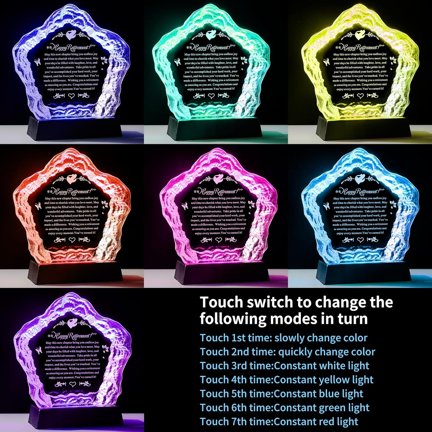 Iceberg Retirement Plaque Gift with LED Base Unique Crystal Keepsake for Retiree, Symbolizing Depth of Legacy & Wisdom, Farewell Gift for Women/Men, Boss, Teacher, Nurse, Coworker