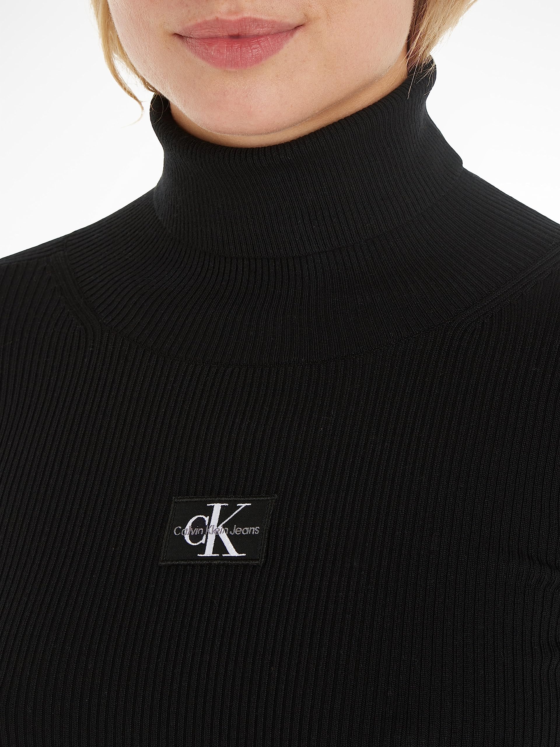 Calvin Klein Damen Badge Roll Neck Sweater Dress J20j221690 Strickkleider (1er Pack)