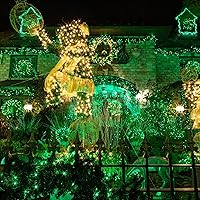 Vista 7 de TW SHINE Luces de Navidad verdes, 200 luces LED de Navidad para exteriores de 66 pies enchufables con 8 modos, cable verde impermeable, luz del día