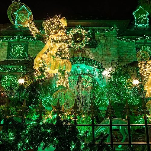 Miniatura 7 de TW SHINE Luces de Navidad verdes, 200 luces LED de Navidad para exteriores de 66 pies enchufables con 8 modos, cable verde impermeable, luz del día
