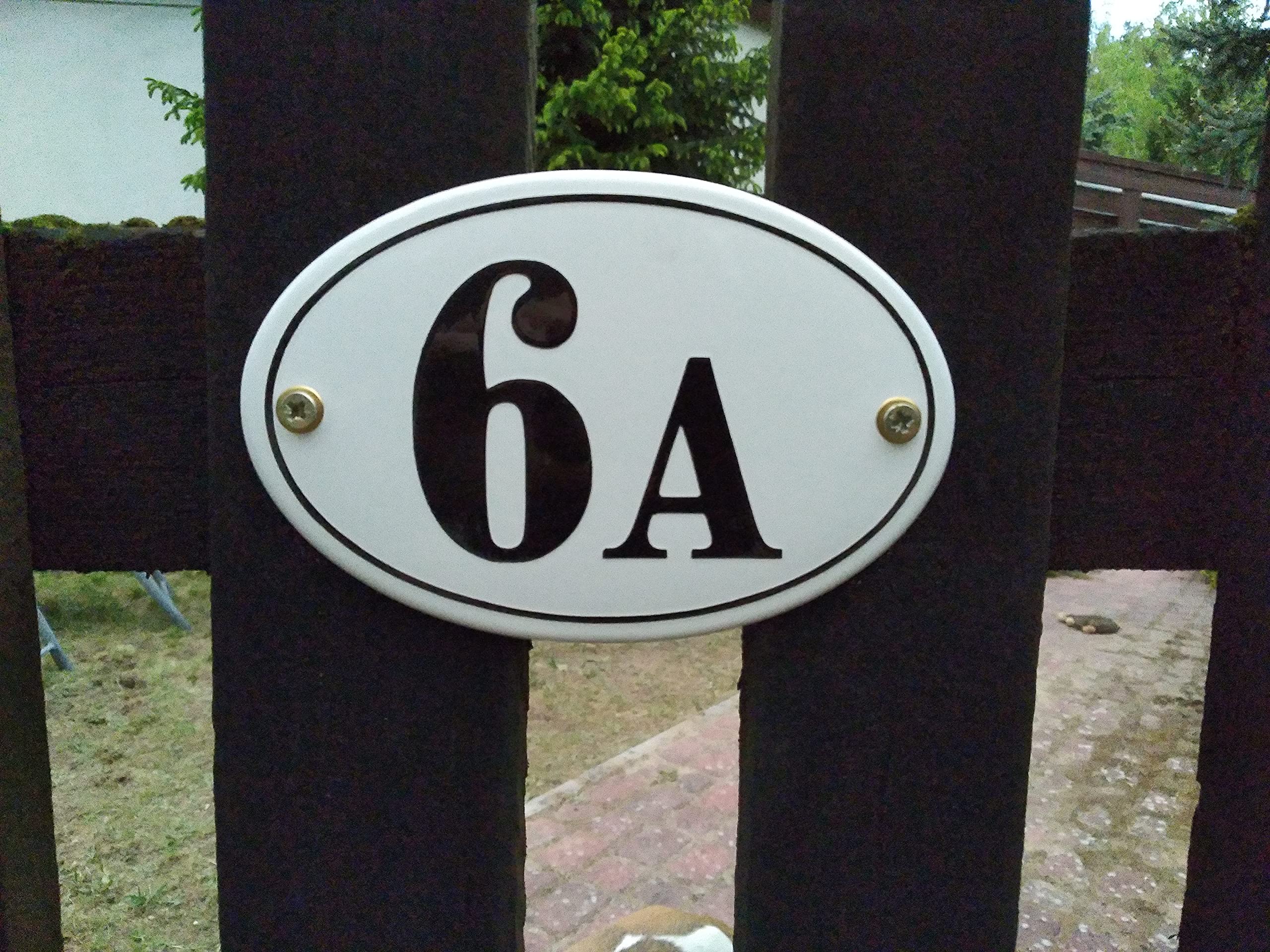 Hausnummer Hausnummernschild Emaille 10x15 cm Oval mit Wunschnummer Hausschild, Vorbohrungen, Personalisierte, Hausnummernschilder, Türschild, Wunschtext
