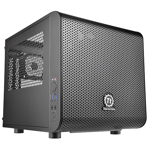 Thermaltake Core V1 Black Edition SPCC Mini ITX Cube Computer Chassis CA-1B8-00S1WN-00