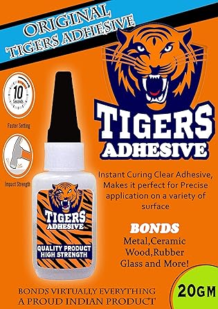 Woodcraft Original Tiger Super Glue For Plastic and Metal, Wood, Ceramic, Rubber, Glass Instant Quick Fix Adhesive (20gm, Brown)