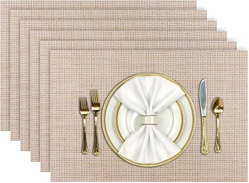 Miniatura 34 de Aofmee Juego de 4 manteles individuales resistentes al calor, manteles individuales lavables y duraderos de PVC, manteles individuales de vinilo