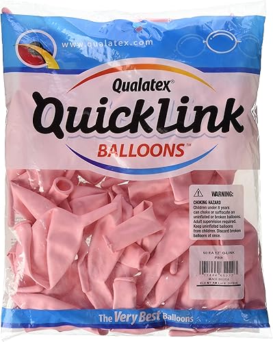 Qualatex 65222 Quicklink - Globos de látex rosa, 12 pulgadas, color rosa, paquete de 50