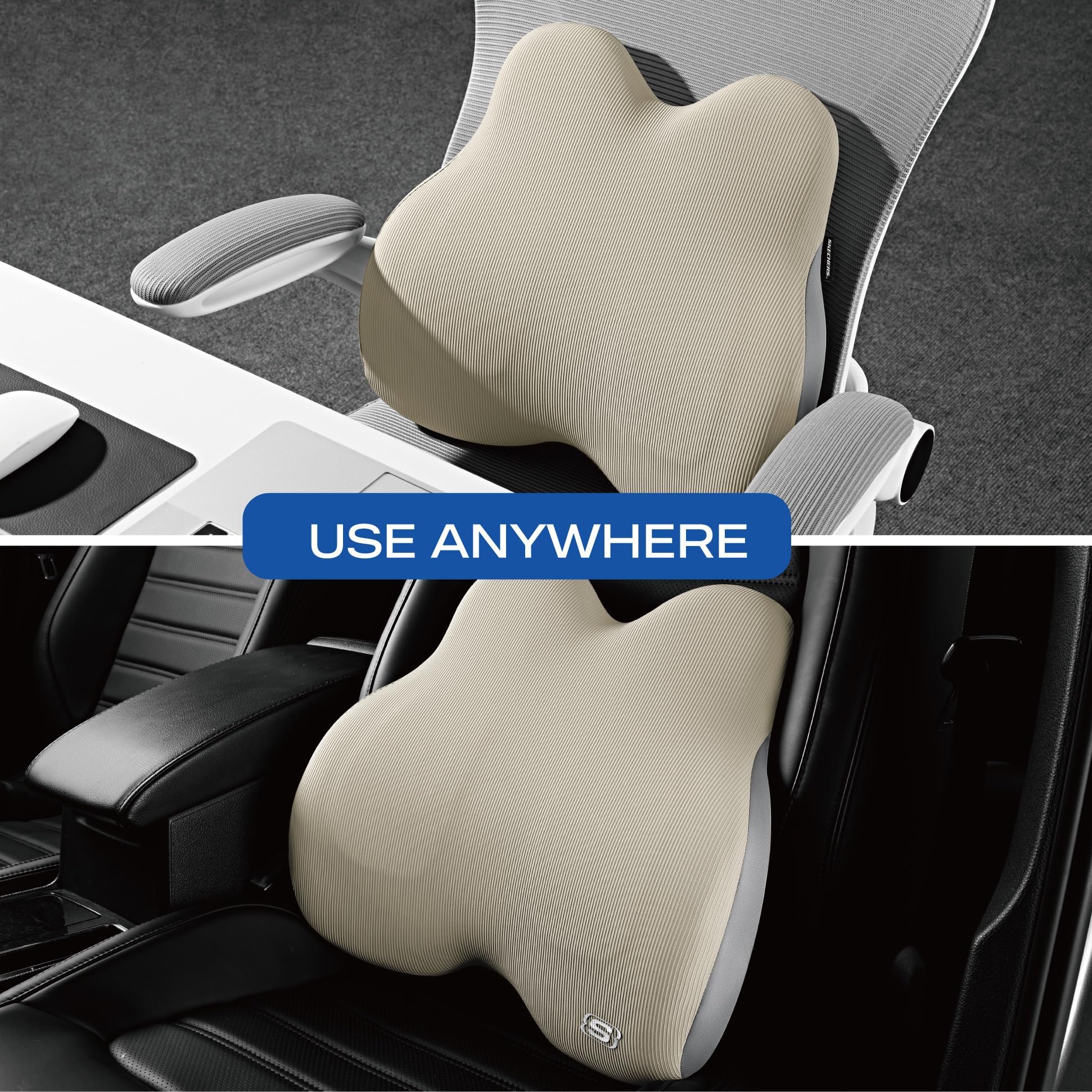 Skechers Lendenkissen aus Memory-Schaum, Lendenwirbelstützkissen für Büro, Stuhl, Schmerzlinderung im unteren Rücken, ergonomisches Design, Rückenstützkissen für Bürostuhl, Auto, Zuhause, Reisen