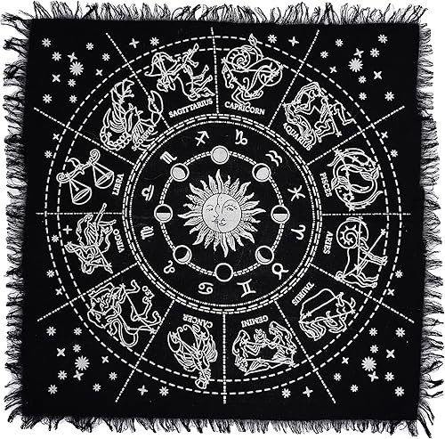 Miniatura 1 de Paño de altar de 18 x 18 pulgadas, mantel cuadrado de tarot suministros de brujería (astrología plateada de sol y luna, 18 x 18 pulgadas)