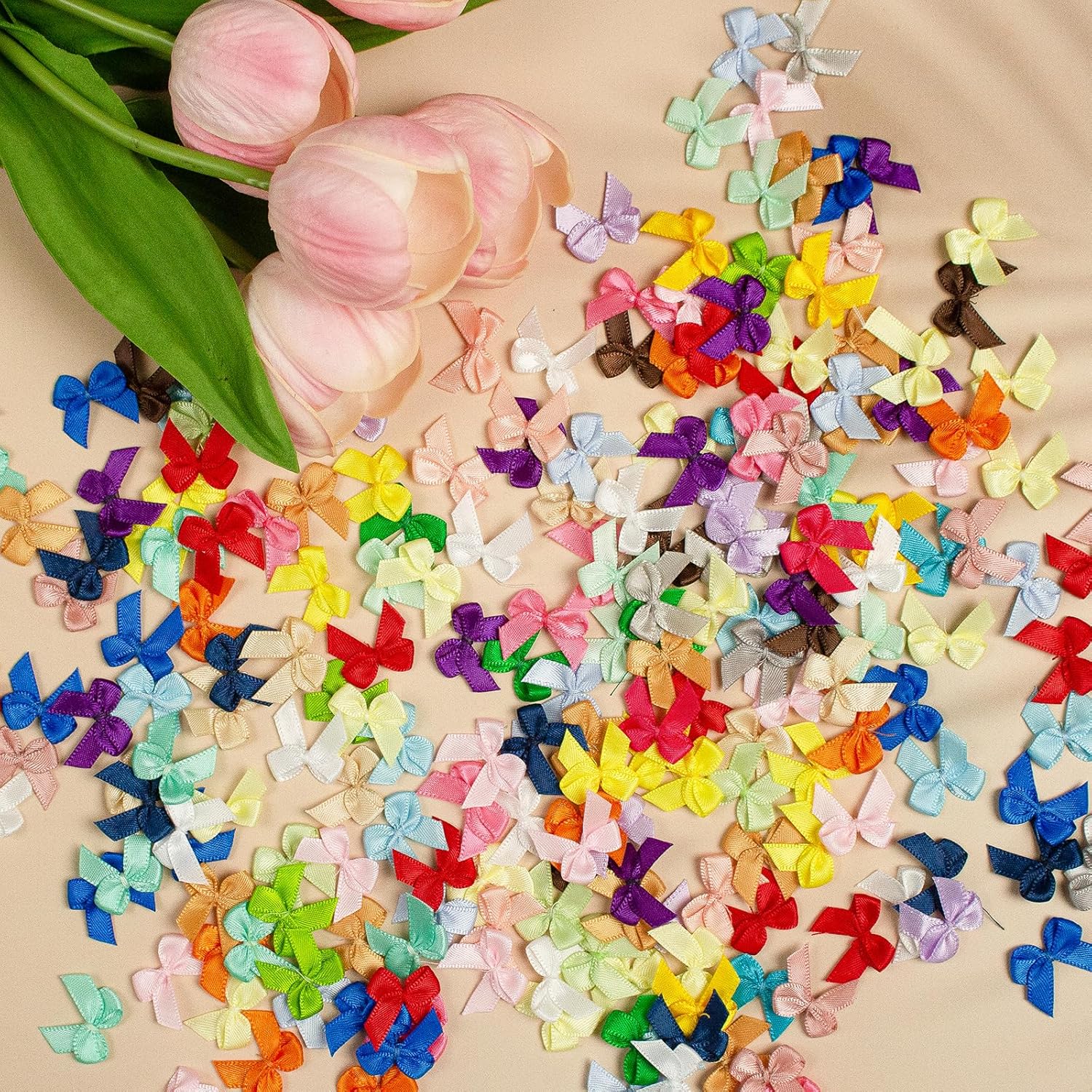 Mini Bows for Crafts, 250 PCS Fabric Bows for Crafting Decoration Clothes Ornament,Satin Ribbon Tiny Bow DIY Embellishments DIY Accessories Theme Party - Image 4