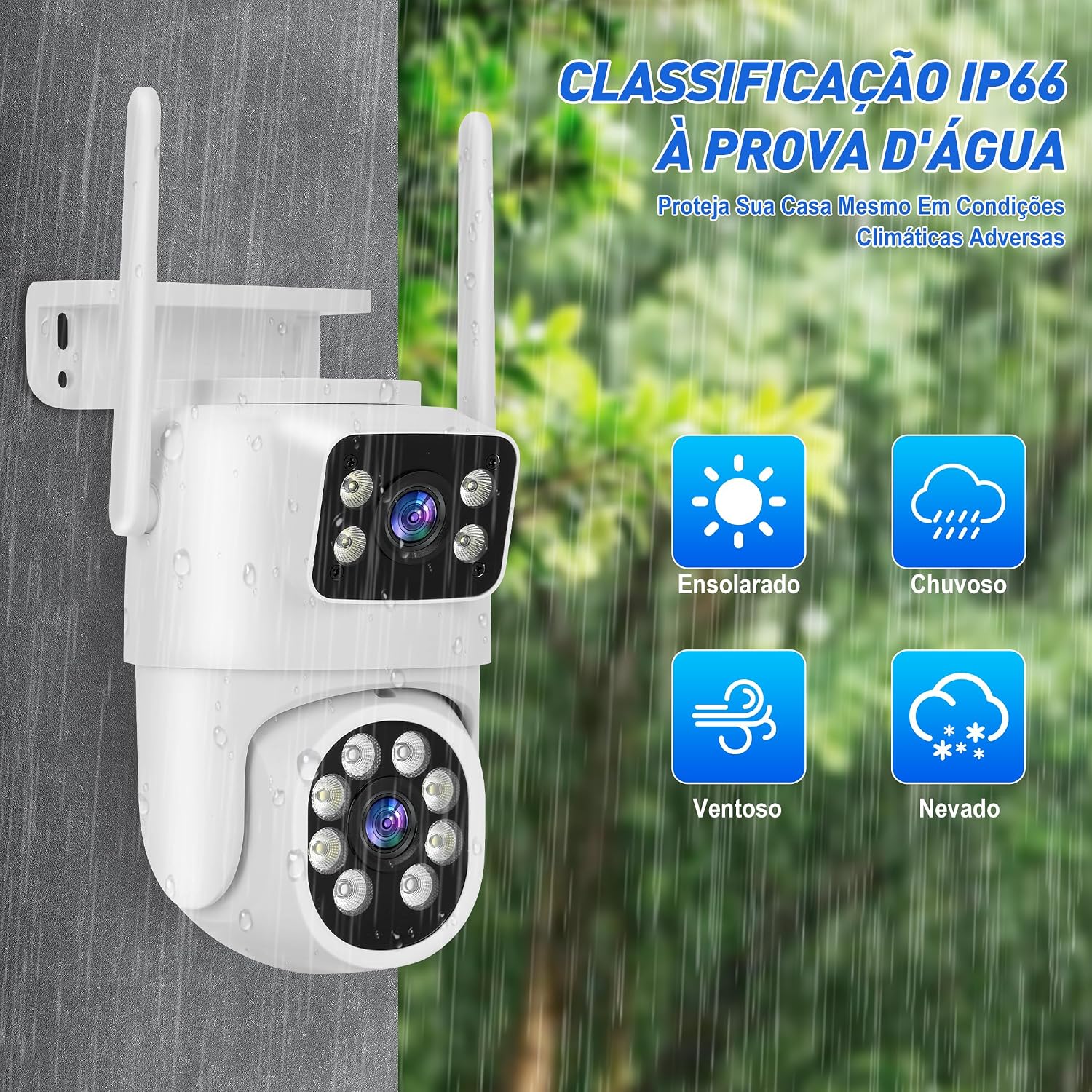 Câmera de Segurança, Wifi 1080p 360° Full Hd Ip Prova D'áGua Infravermelho Ao Ar Livre Hd VisãO Noturna Pode DiáLogo HC0T256