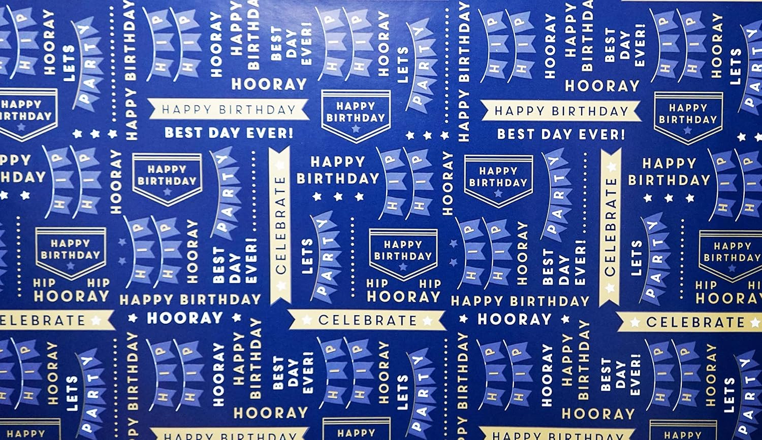 Pack of 4 x 3M Happy Birthday Gift Wrapping Paper roll Perfect for