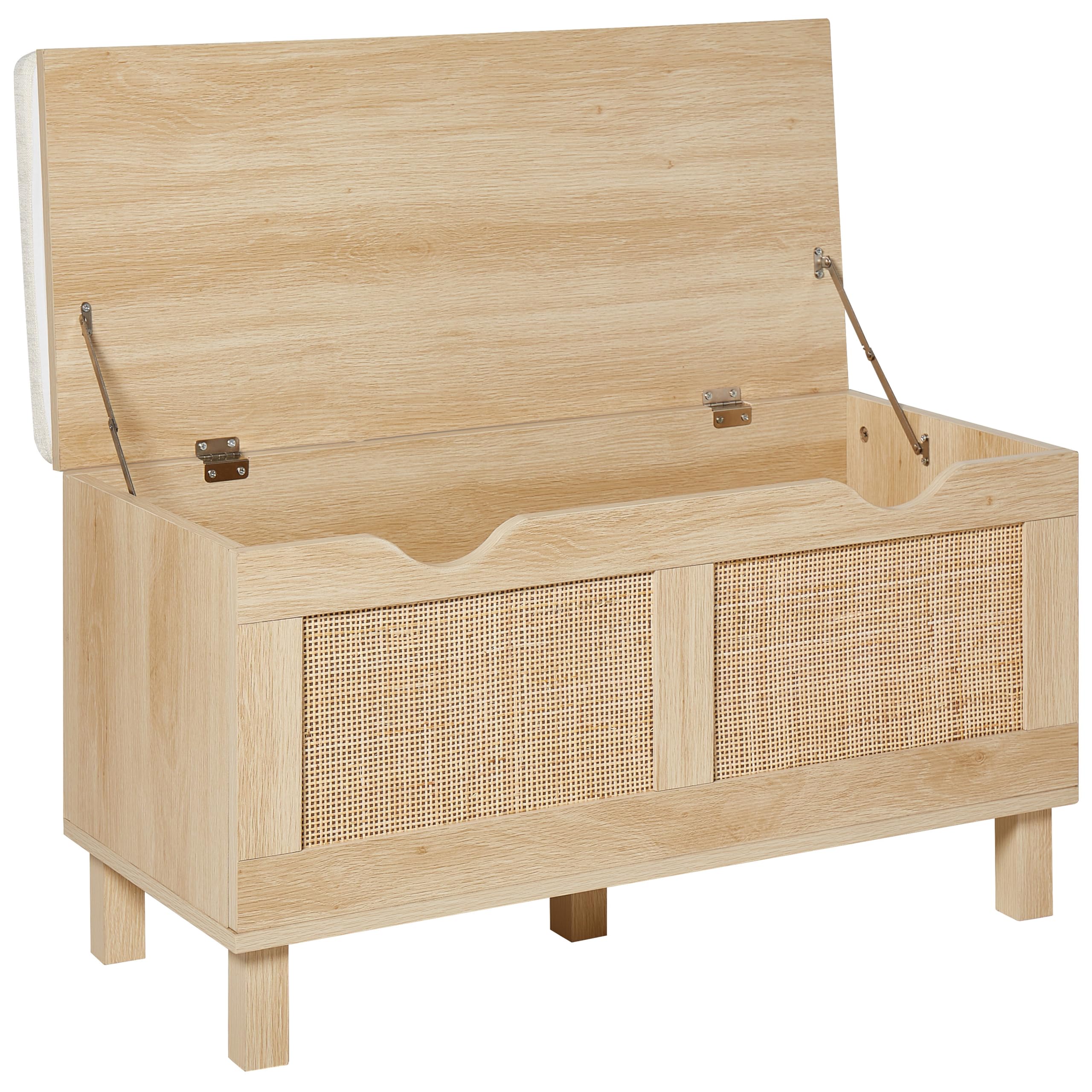 Beliani Banco con almacenaje Boho baúl Madera frentes Trenzados Madera Clara Washington