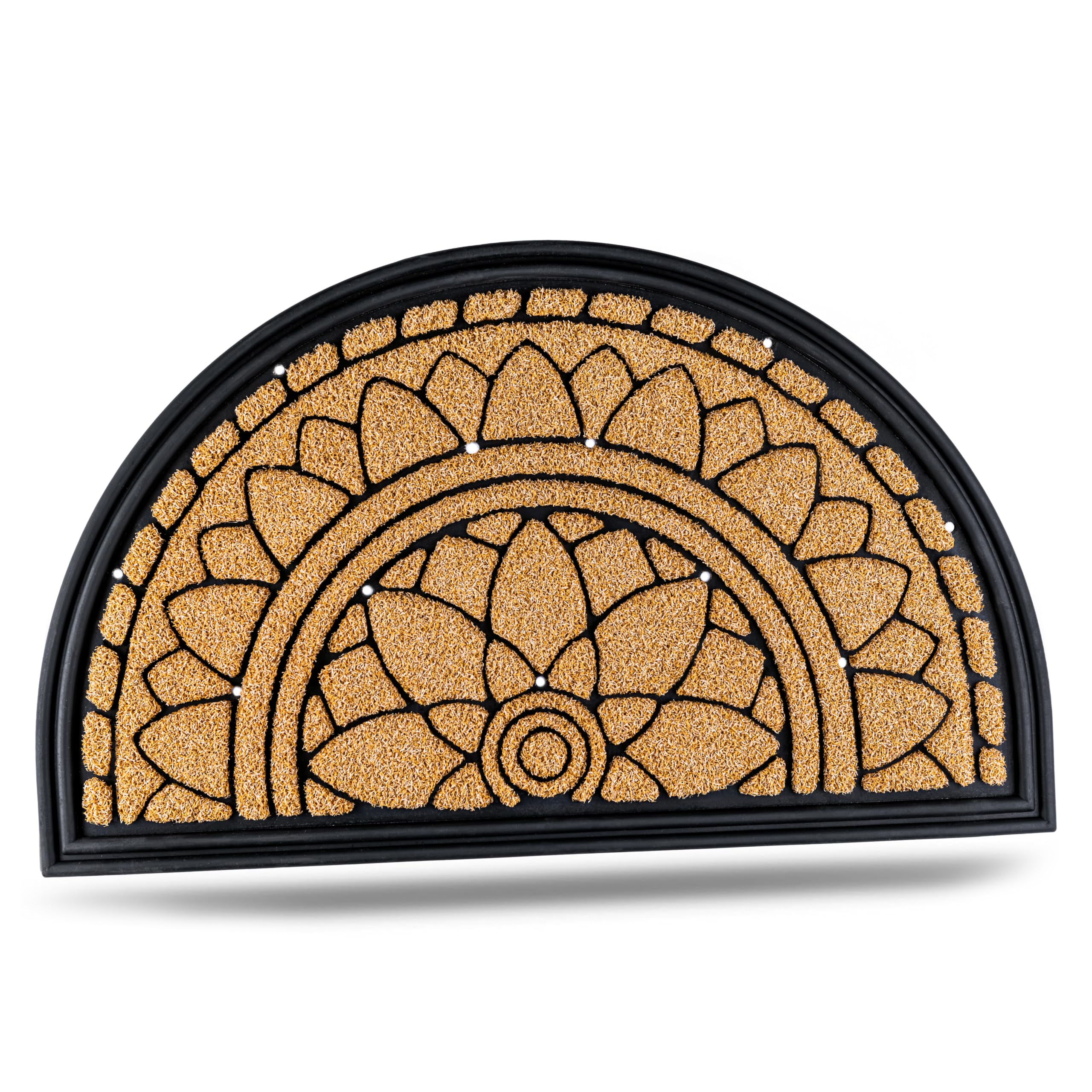 APleasant Outdoor Door Mat - Heavy Duty Non-Slip Rubber Front Door Mat Outdoor & Indoor. Washable Dirt Defender & Boot Scraper Entrance Mat with Drainage, Large Welcome Mat Yellow (45x75cm)