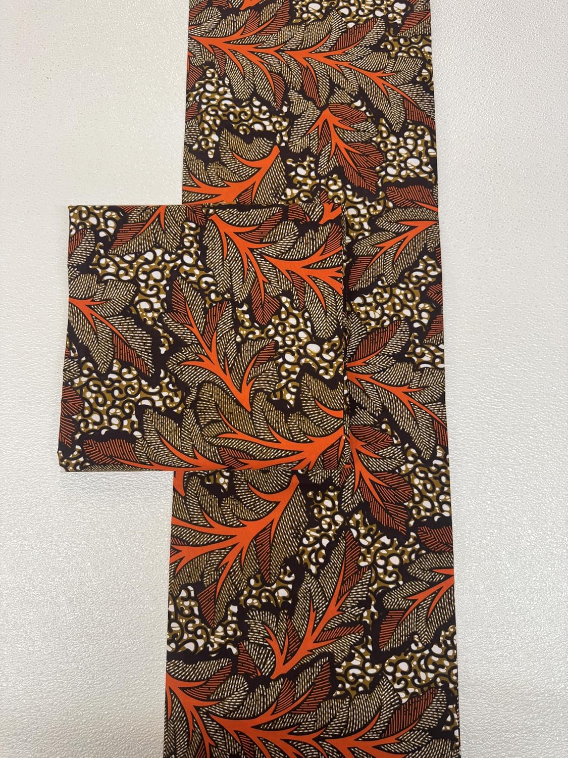 Polyester African Wax Prints Fabrics/Polyester African Wax -Leaves Pattern- Orange- White-Brown-Black-Stone Brick -for Men and Women