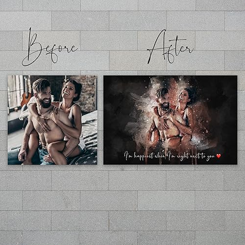 Miniatura 7 de Retrato personalizado para parejas de fotos, arte de acuarela con fondo oscuro sobre lienzo, regalo de despedida de soltera, regalo memorable para