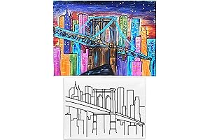 Indigo Art Studio Pre-Drawn Canvas for Painting: Capture the Iconic Brooklyn Bridge