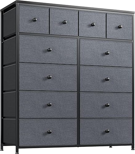 EnHomee Cómoda para dormitorio con 12 cajones cómoda alta para dormitorio cómoda de cajones para dormitorio armario ropa sala de estar cajones y