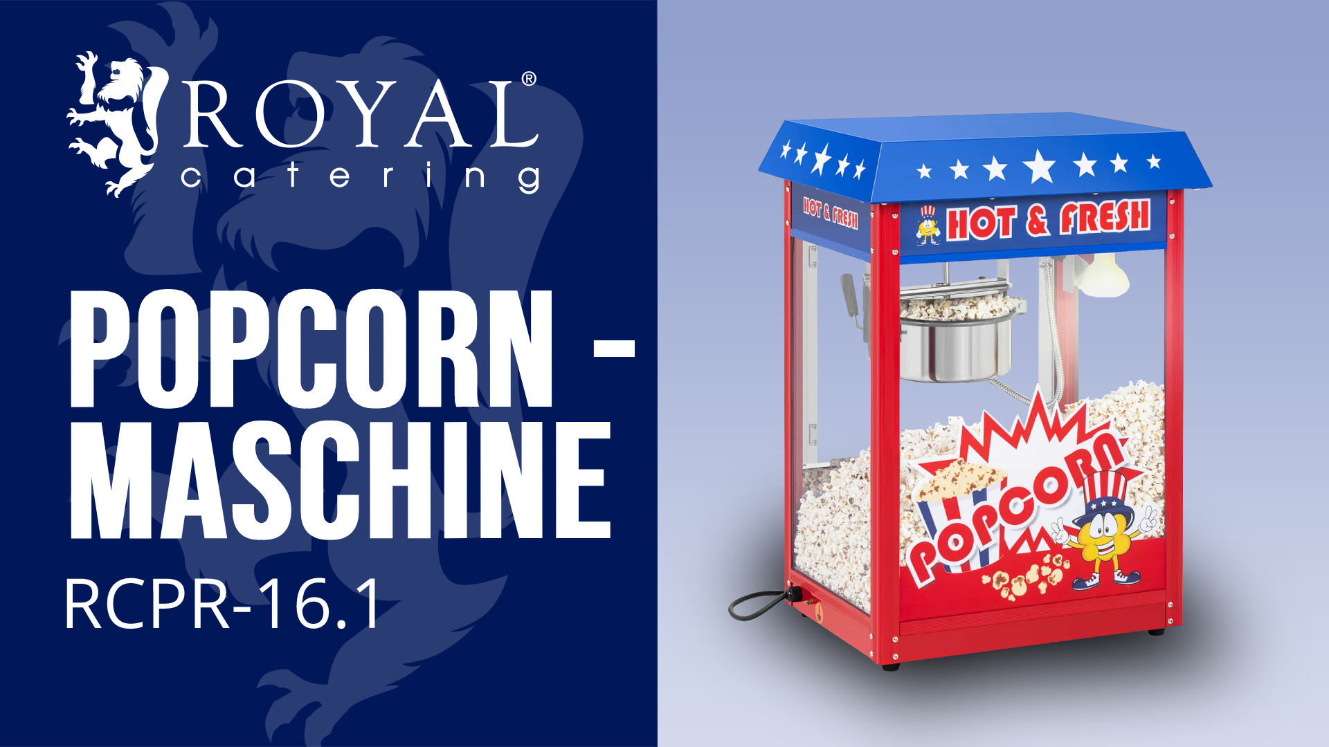 Popcornmaschine mit Wagen - 1500 W - 5 kg/h - Retro-Design - schwarz - Royal Catering | www