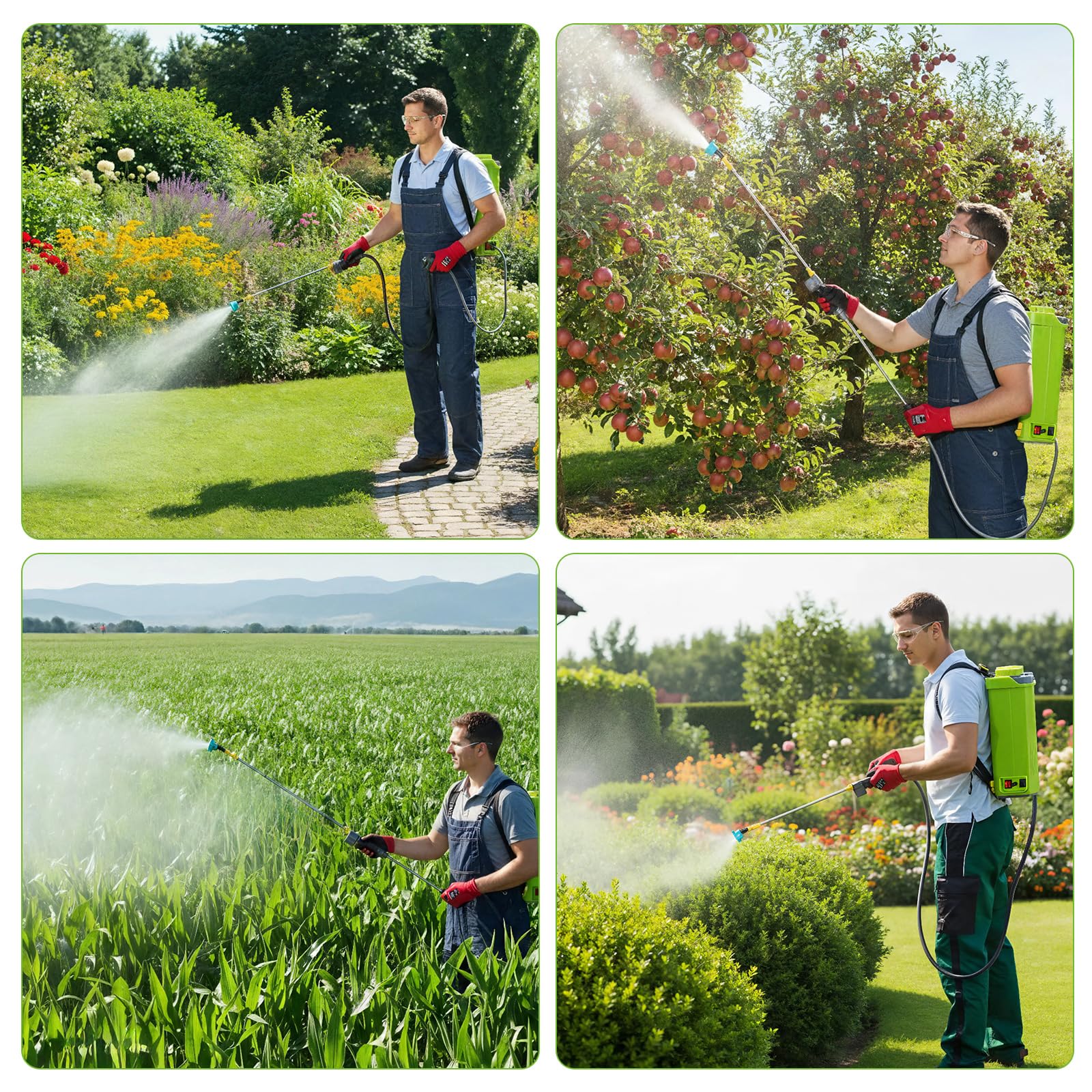 Polverizzatore elettrico da giardino 20L, spruzzatore per tetti con 2 batterie, lancia telescopica e 5 ugelli, pressione fino a 80 psi, per antischiuma di copertura e irrigazione delle piante.