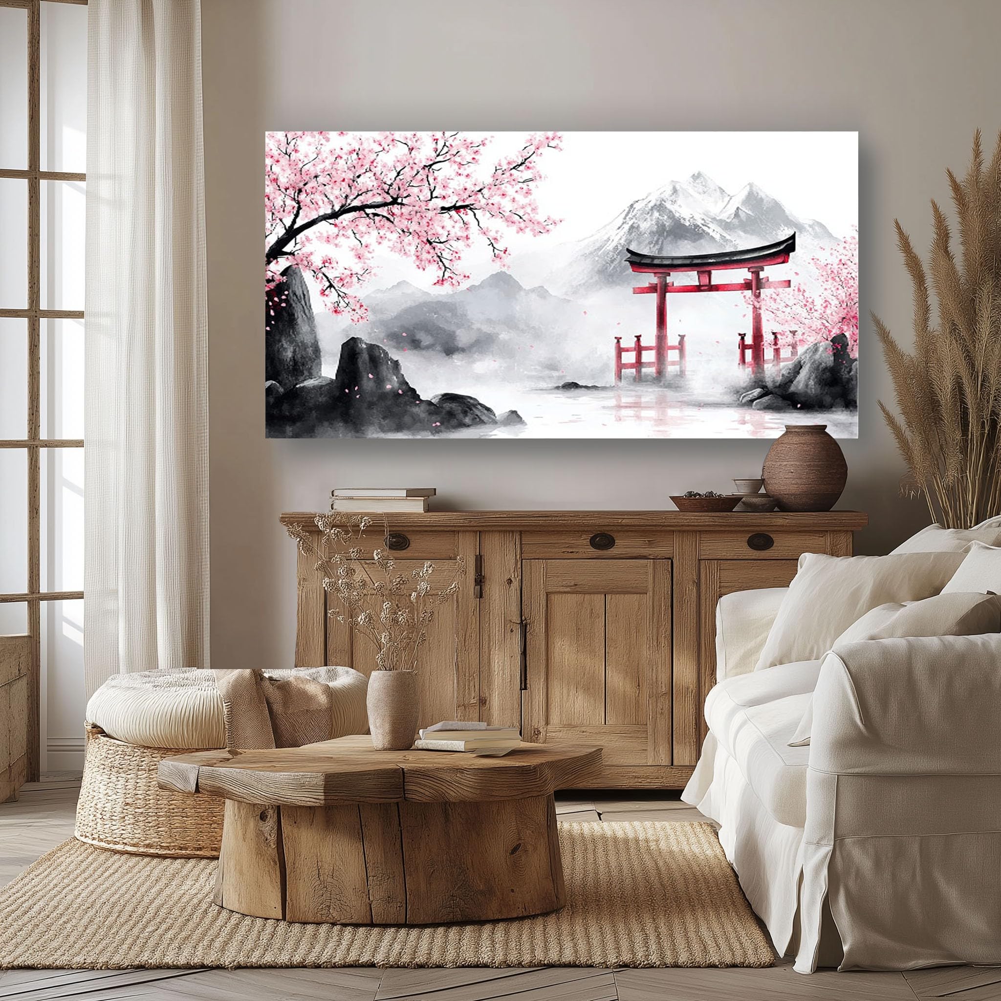 SKOEUI Grandi Quadri Moderni Soggiorno Sakura Giapponese Quadro con Cornice