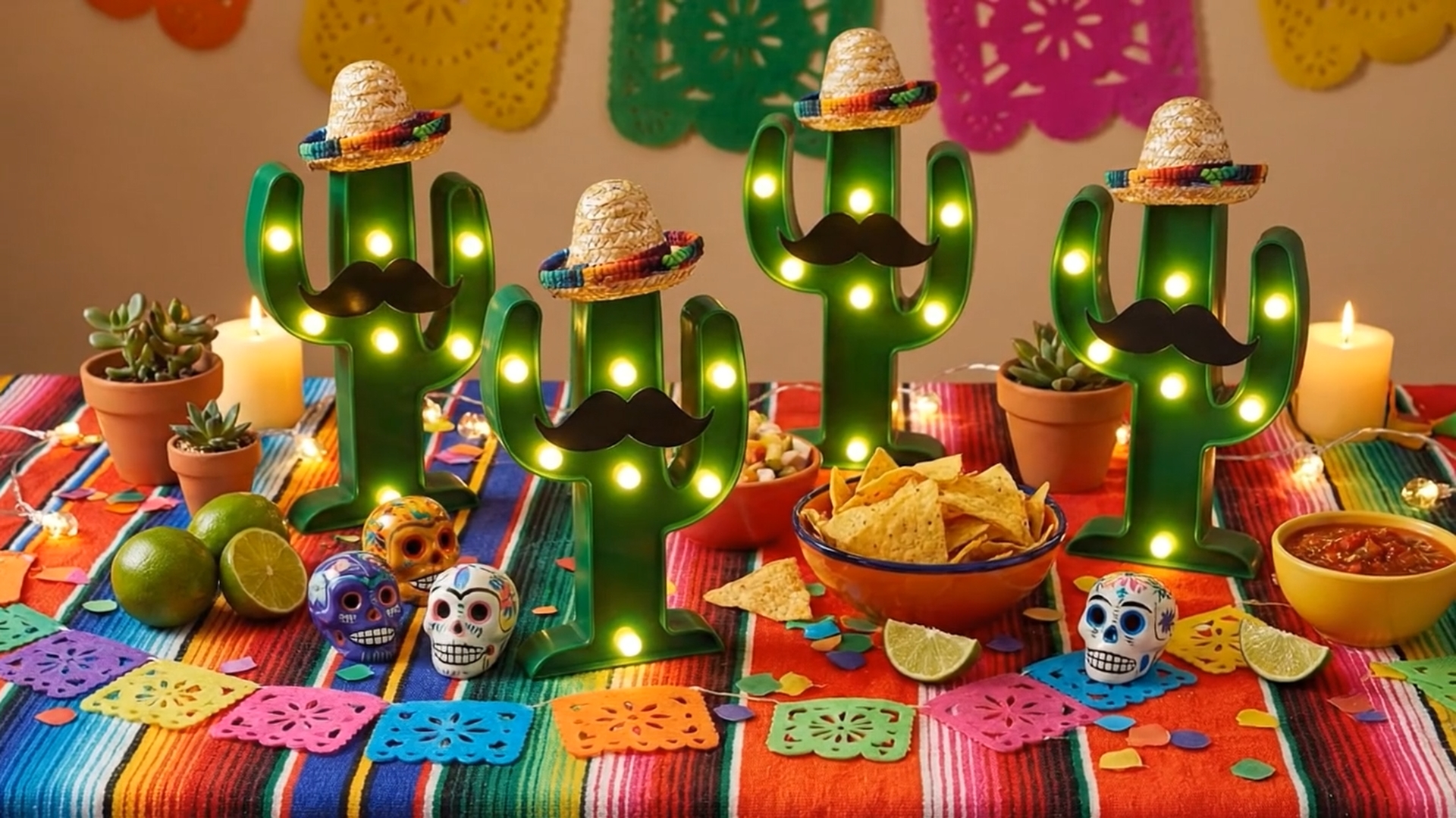 Niko and 25〜Party飾り〜 Fiesta Mexican Party Decoration LED Cactus Light with Mini