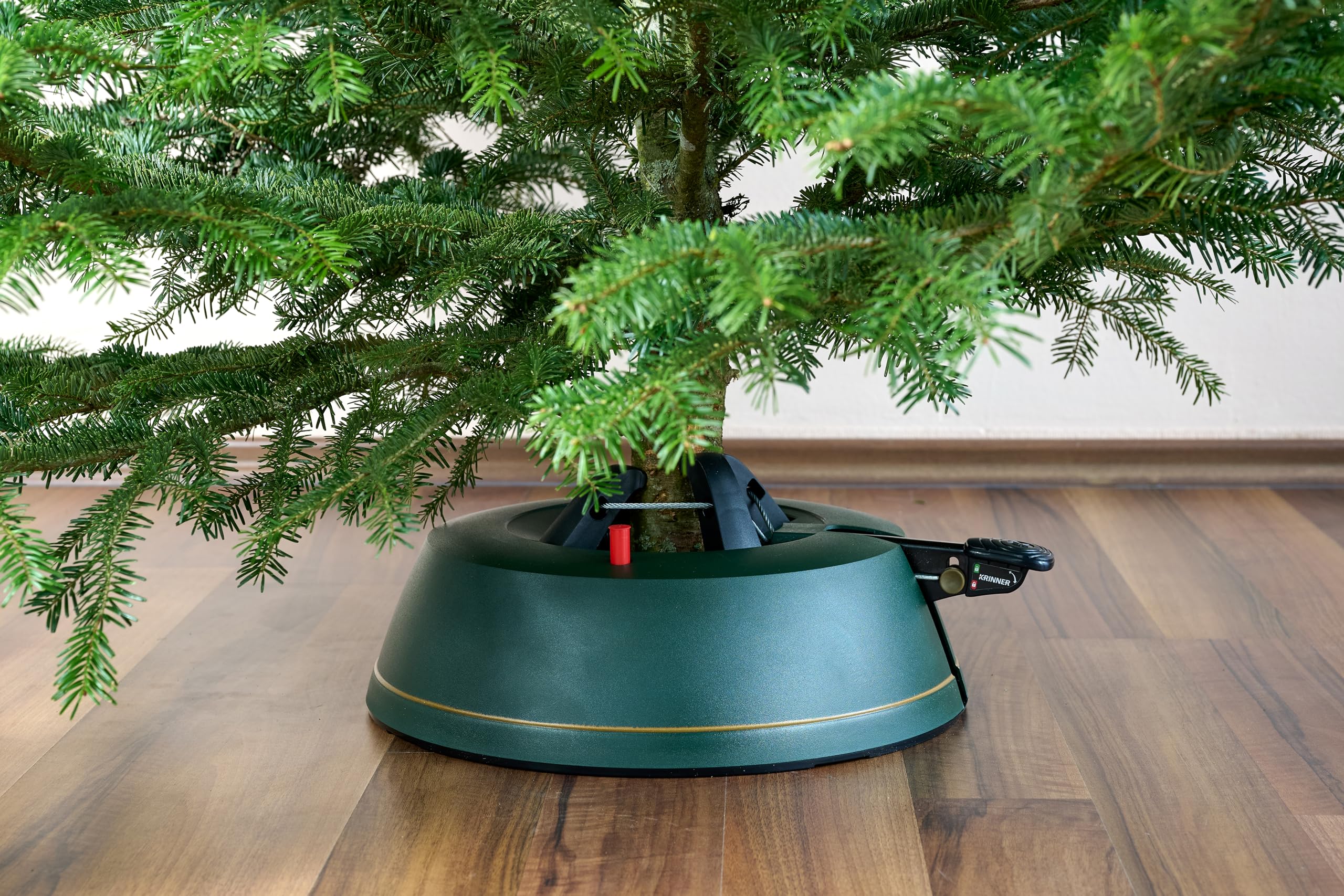 Krinner Weihnachtsbaum Christbaumständer Comfort M Grün 36cm inkl. Fußpedal-und Einseiltechnik für Baumhöhe bis 2,5m MADE IN GERMANY