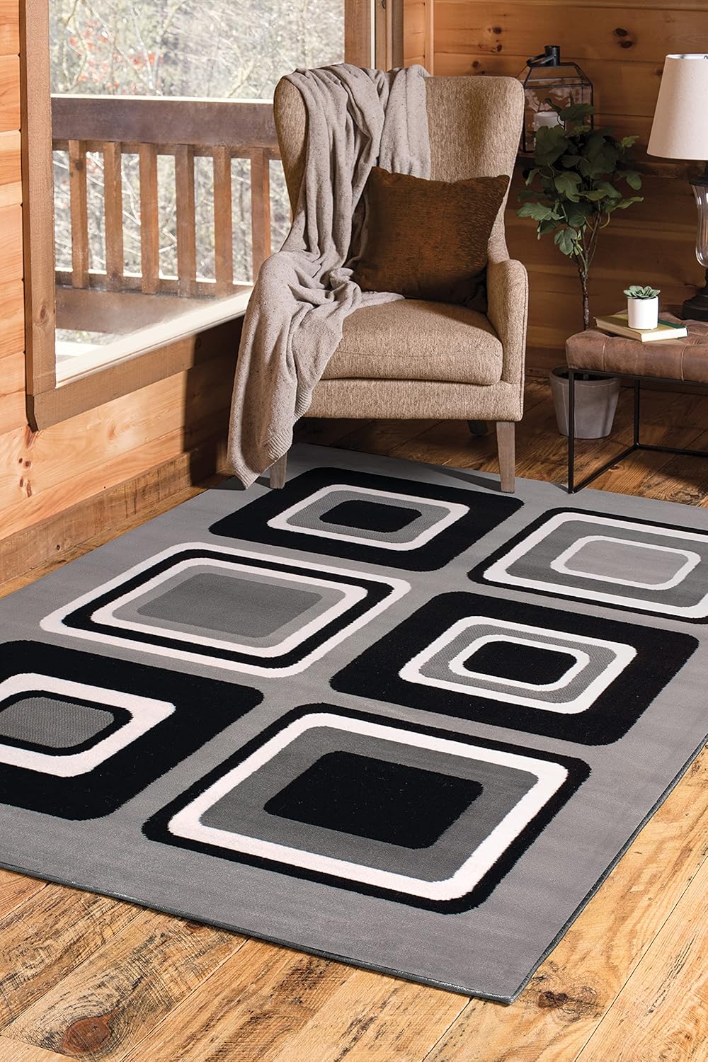 United Weavers Dallas Spaces Accent Rug – Silver, 2x3, Modern Indoor Area Rug with Geometric Pattern, Jute Backing